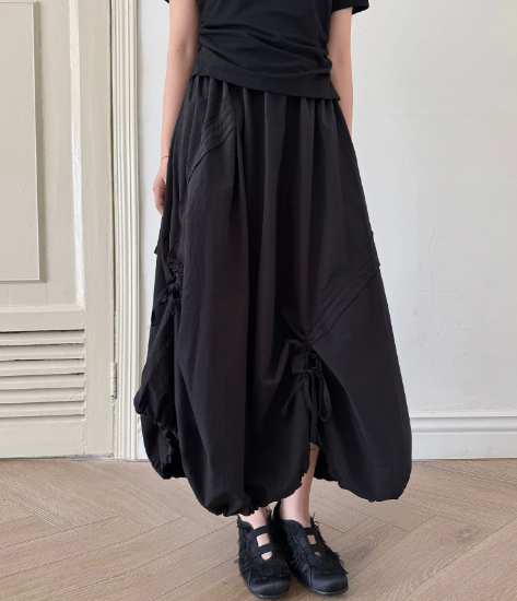 Adjustable Bubble Hem Maxi Skirt