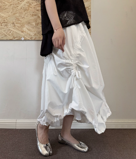 Adjustable Bubble Hem Maxi Skirt
