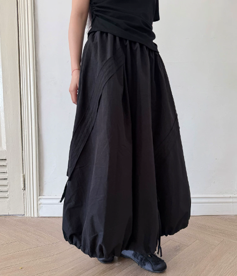 Adjustable Bubble Hem Maxi Skirt