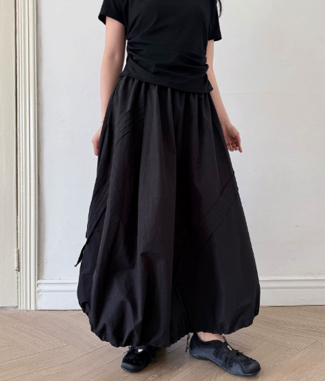 Adjustable Bubble Hem Maxi Skirt