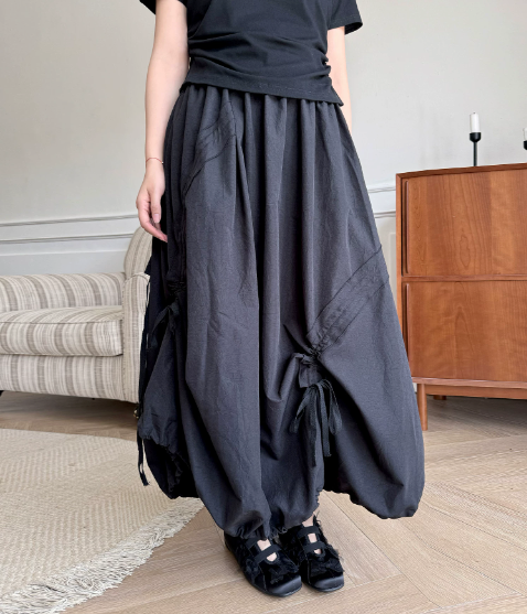 Adjustable Bubble Hem Maxi Skirt