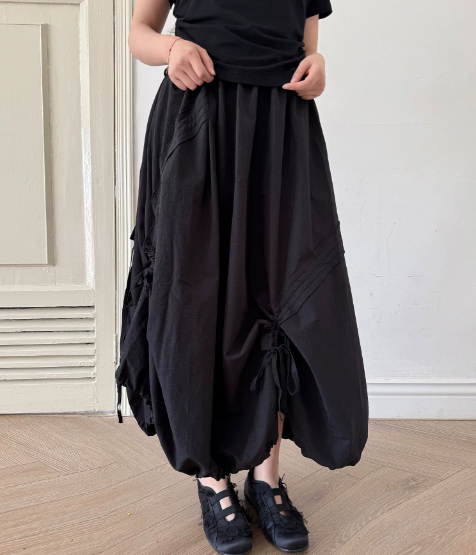 Adjustable Bubble Hem Maxi Skirt