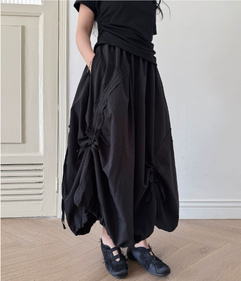 Adjustable Bubble Hem Maxi Skirt