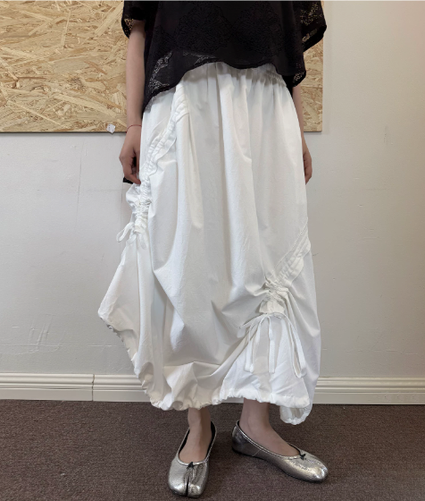 Adjustable Bubble Hem Maxi Skirt