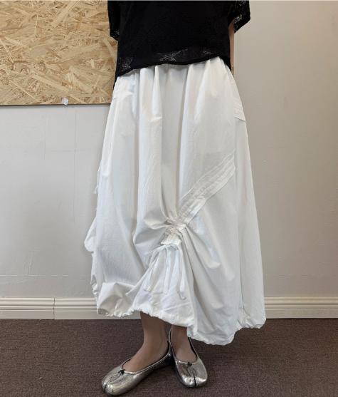 Adjustable Bubble Hem Maxi Skirt