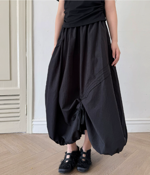 Adjustable Bubble Hem Maxi Skirt