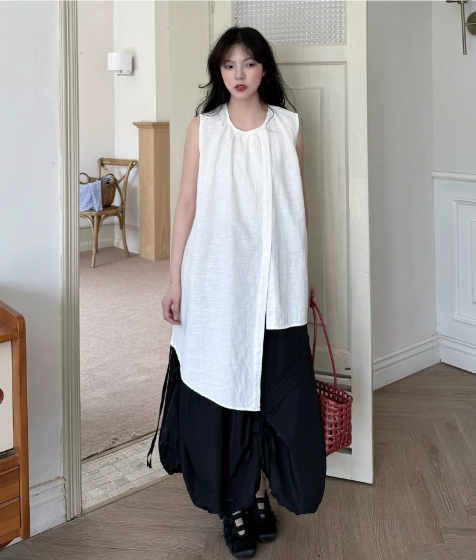 Adjustable Bubble Hem Maxi Skirt