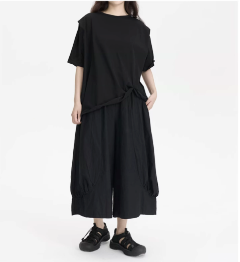 Convertible Tie-Hem Oversized T-Shirt