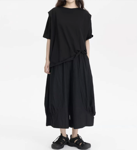 Convertible Tie-Hem Oversized T-Shirt