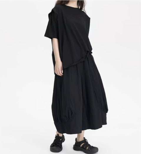 Convertible Tie-Hem Oversized T-Shirt