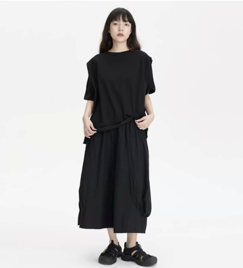 Convertible Tie-Hem Oversized T-Shirt