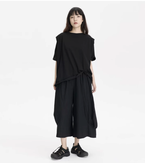Convertible Tie-Hem Oversized T-Shirt