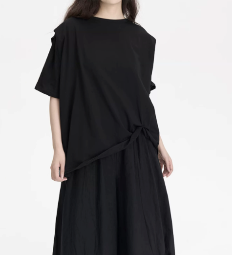 Convertible Tie-Hem Oversized T-Shirt