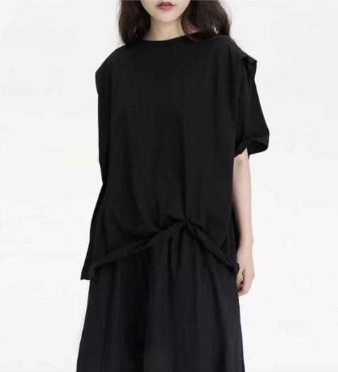 Convertible Tie-Hem Oversized T-Shirt