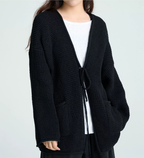 Textured Tie-Front Knit Cardigan