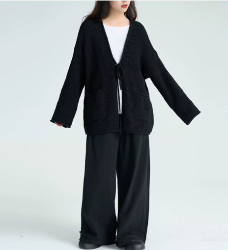 Textured Tie-Front Knit Cardigan