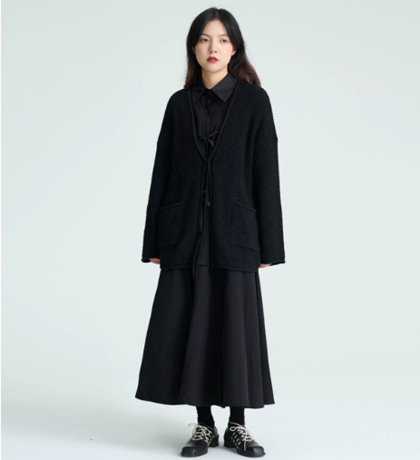 Textured Tie-Front Knit Cardigan