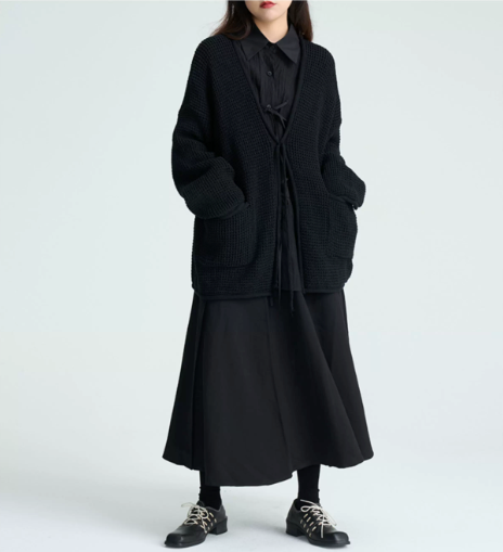 Textured Tie-Front Knit Cardigan