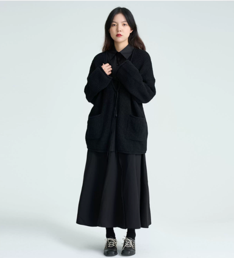 Textured Tie-Front Knit Cardigan