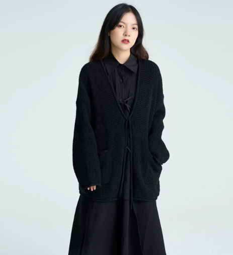 Textured Tie-Front Knit Cardigan
