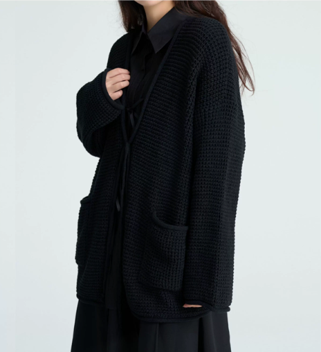 Textured Tie-Front Knit Cardigan