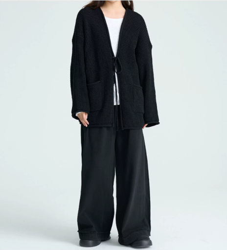 Textured Tie-Front Knit Cardigan
