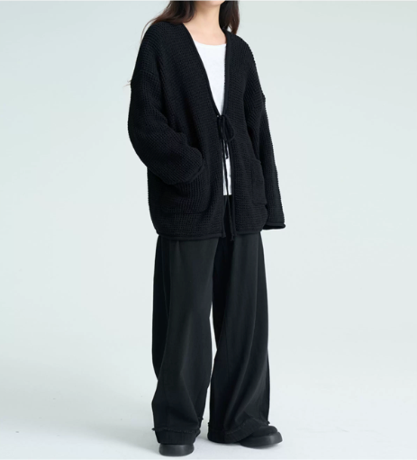 Textured Tie-Front Knit Cardigan