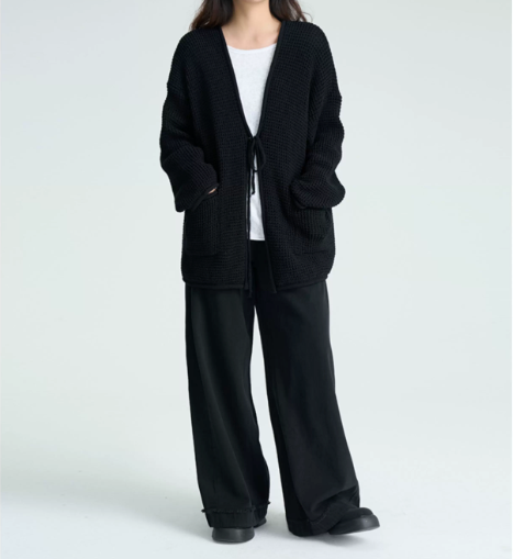 Textured Tie-Front Knit Cardigan