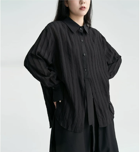 Crinkled Sheer Oversized Shirt