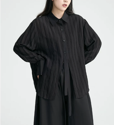 Crinkled Sheer Oversized Shirt