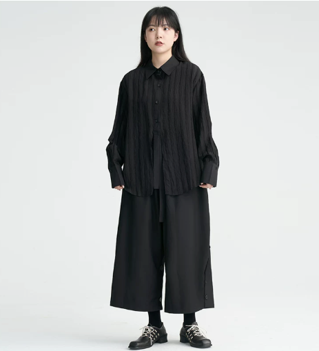 Crinkled Sheer Oversized Shirt