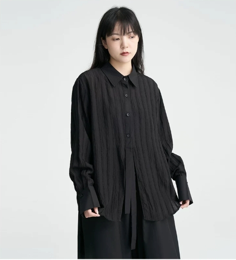 Crinkled Sheer Oversized Shirt