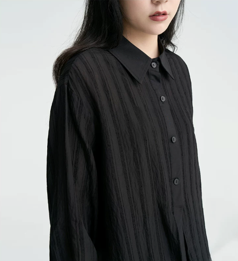 Crinkled Sheer Oversized Shirt