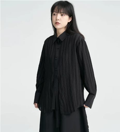 Crinkled Sheer Oversized Shirt