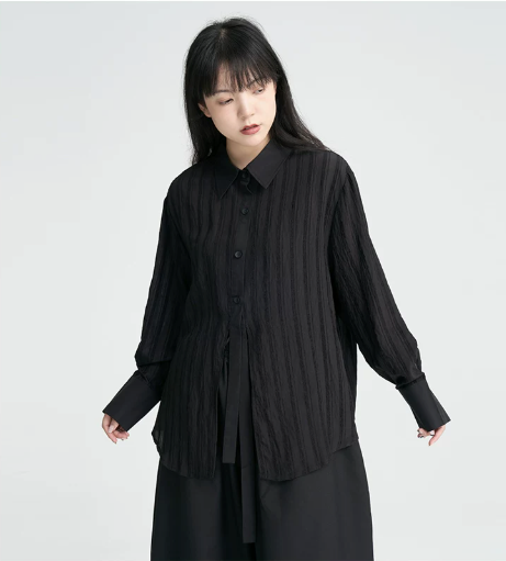 Crinkled Sheer Oversized Shirt