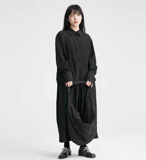 Crinkled Sheer Oversized Shirt