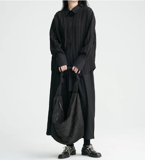 Crinkled Sheer Oversized Shirt