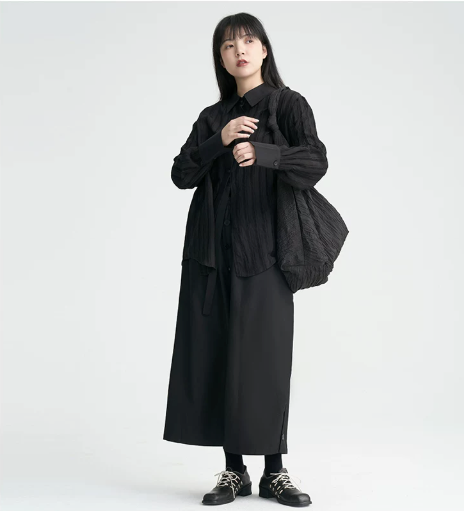 Crinkled Sheer Oversized Shirt