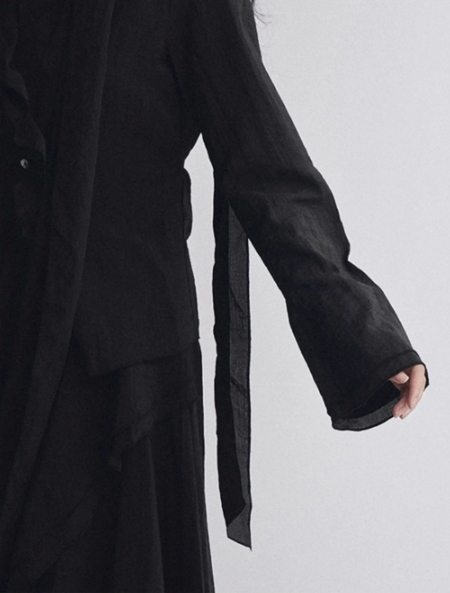 Asymmetric Drape Shirt & Skirt Set