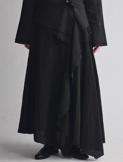 Asymmetric Drape Shirt & Skirt Set