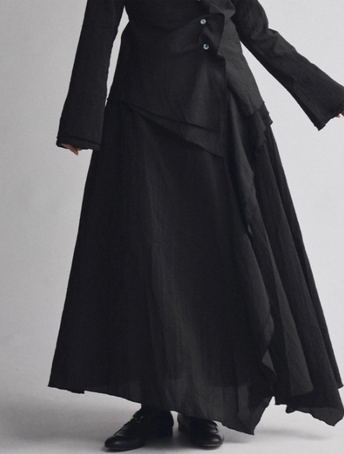 Asymmetric Drape Shirt & Skirt Set