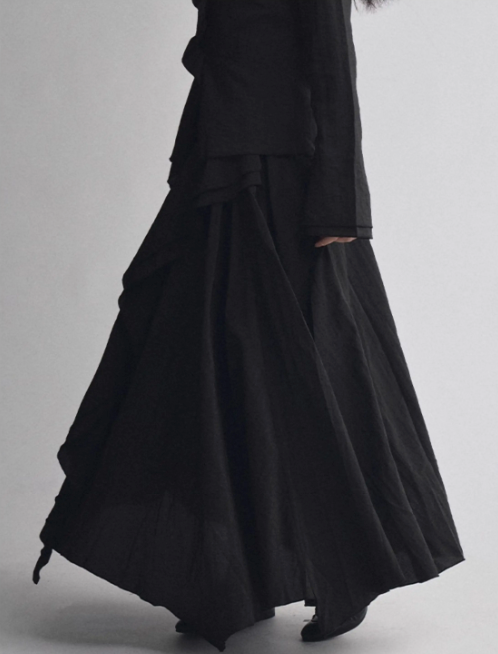 Asymmetric Drape Shirt & Skirt Set