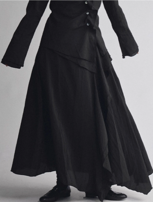 Asymmetric Drape Shirt & Skirt Set