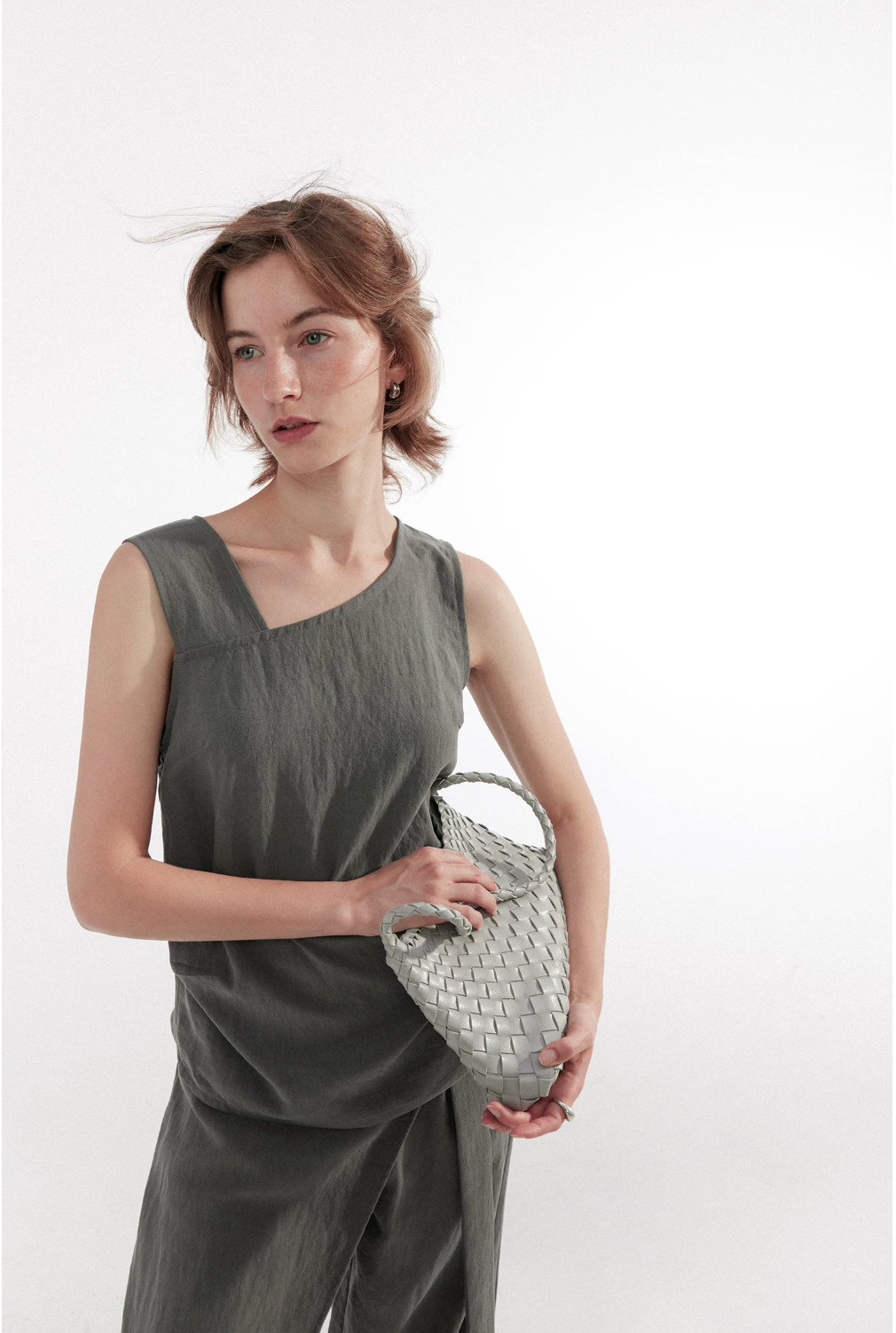 Asymmetric Drape Linen-Blend Set