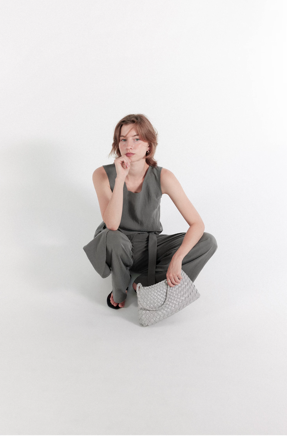 Asymmetric Drape Linen-Blend Set