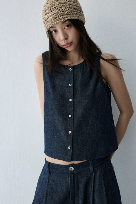Linen Blend Reversible Vest & Wide-Leg Trouser Set