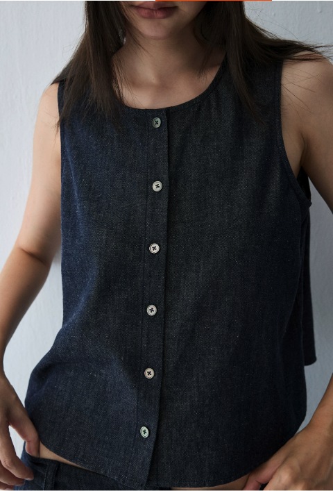 Linen Blend Reversible Vest & Wide-Leg Trouser Set
