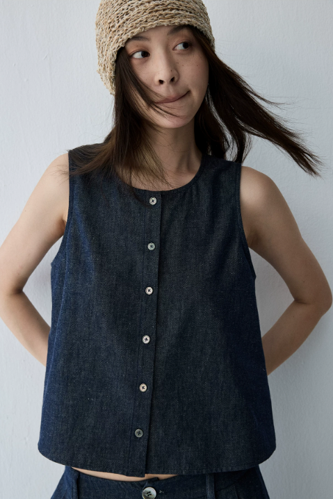 Linen Blend Reversible Vest & Wide-Leg Trouser Set
