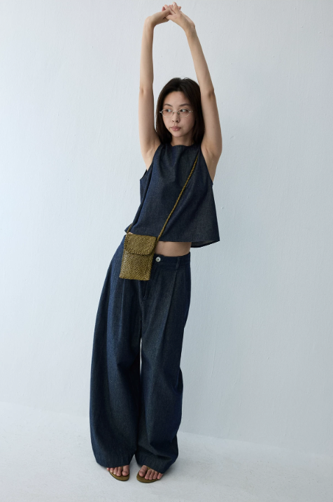 Linen Blend Reversible Vest & Wide-Leg Trouser Set