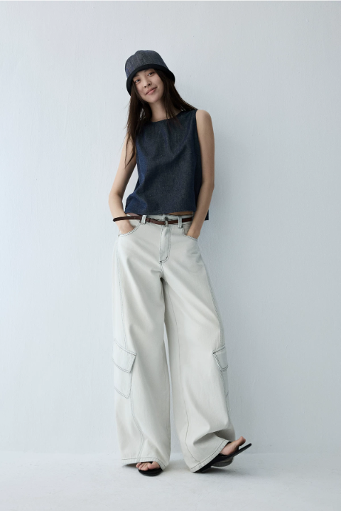 Linen Blend Reversible Vest & Wide-Leg Trouser Set